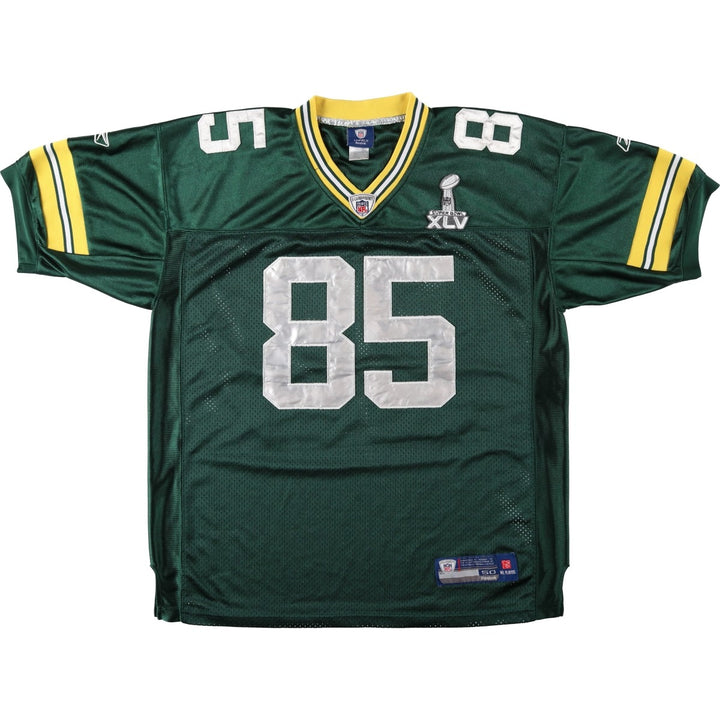 Reebok NFL Green Bay Packers V-Neck Mesh Game Shirt Football Shirt Men's XXL equivalent polyester dark green Vintage Second Hand