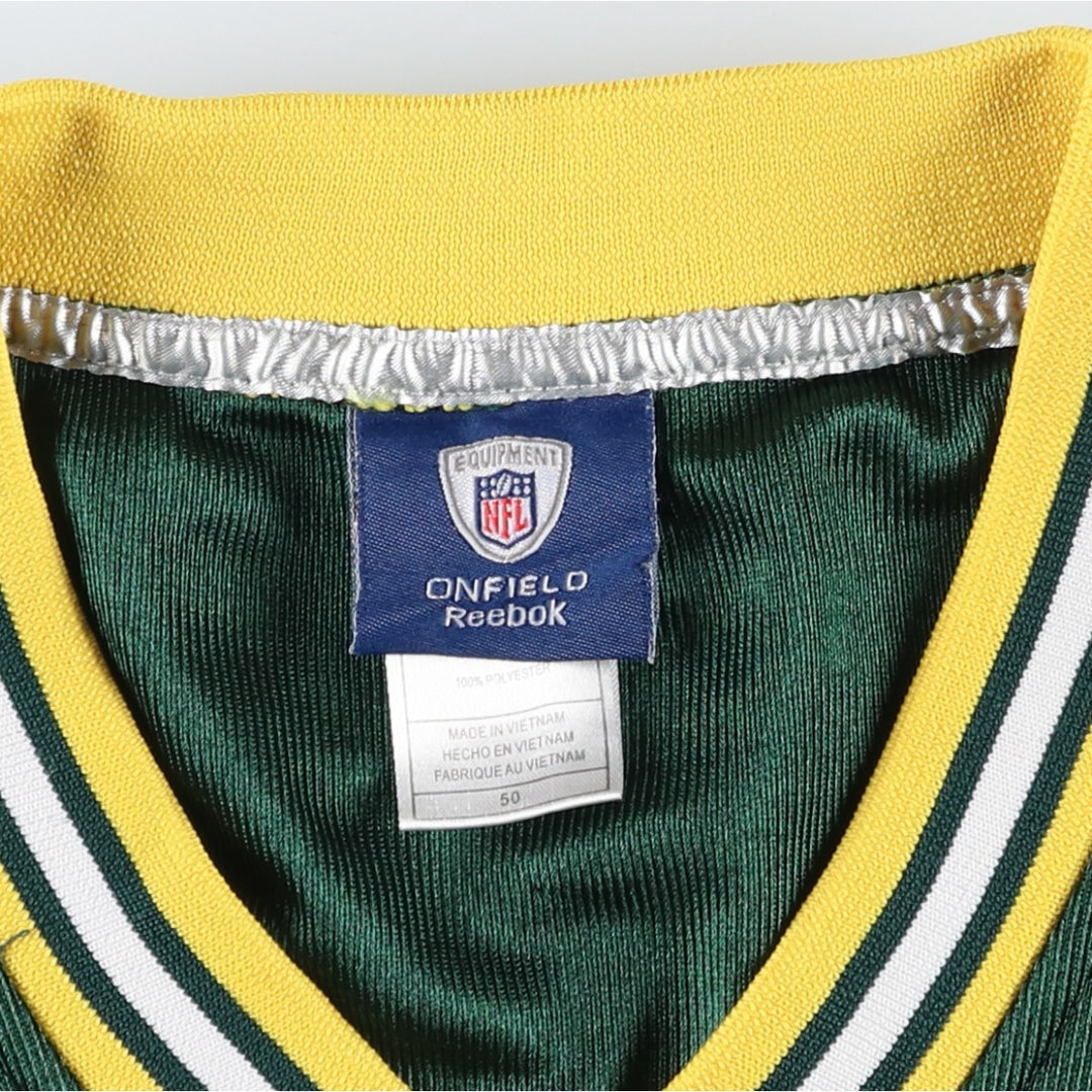 Reebok NFL Green Bay Packers V-Neck Mesh Game Shirt Football Shirt Men's XXL equivalent polyester dark green Vintage Second Hand