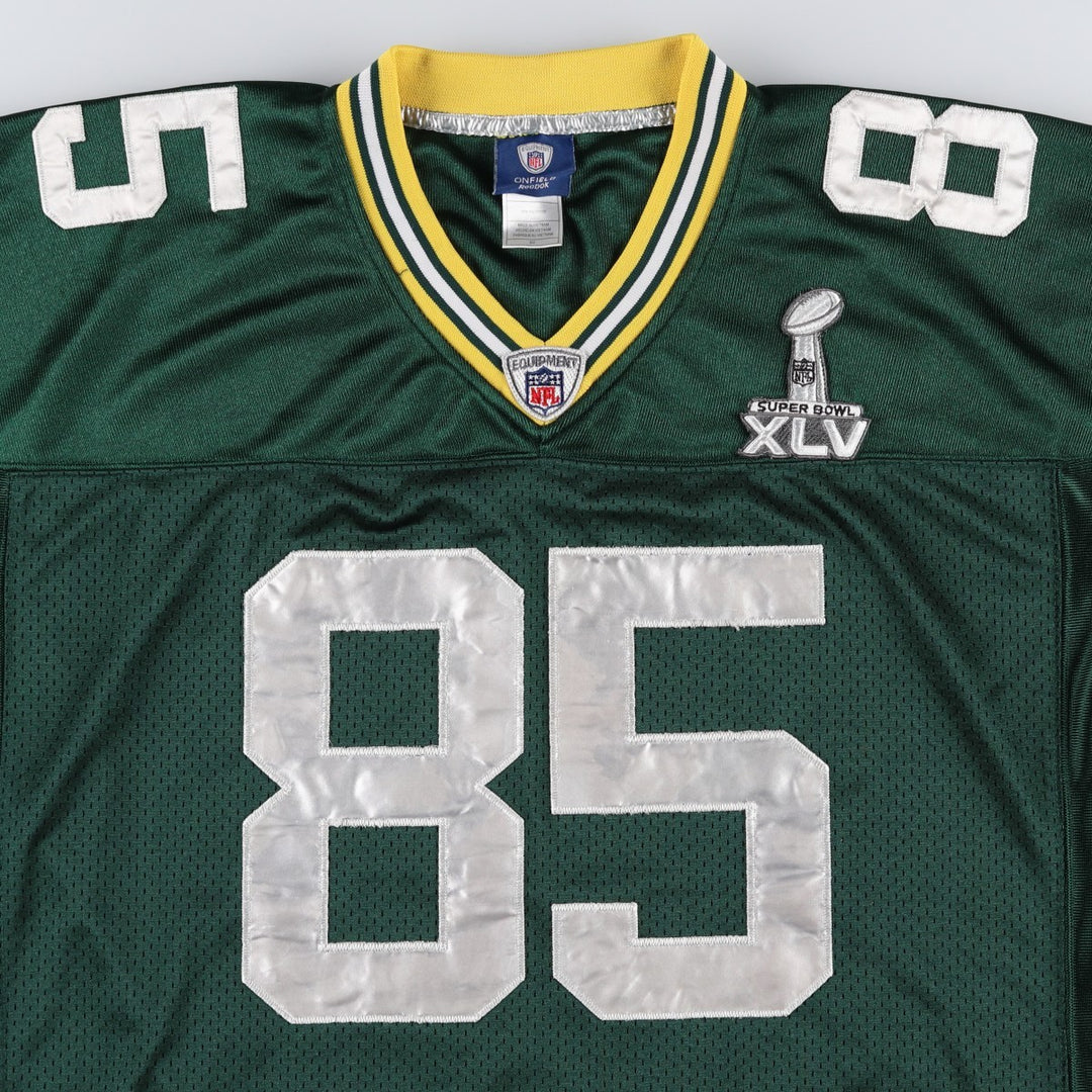 Reebok NFL Green Bay Packers V-Neck Mesh Game Shirt Football Shirt Men's XXL equivalent polyester dark green Vintage Second Hand