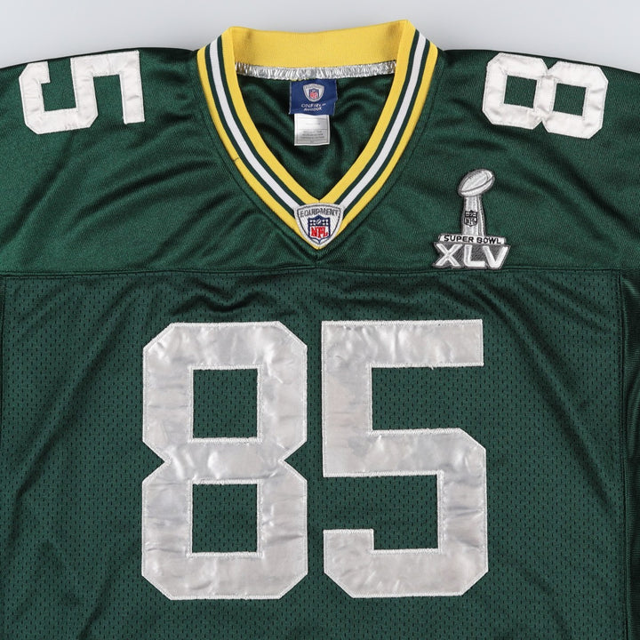 Reebok NFL Green Bay Packers V-Neck Mesh Game Shirt Football Shirt Men's XXL equivalent polyester dark green Vintage Second Hand