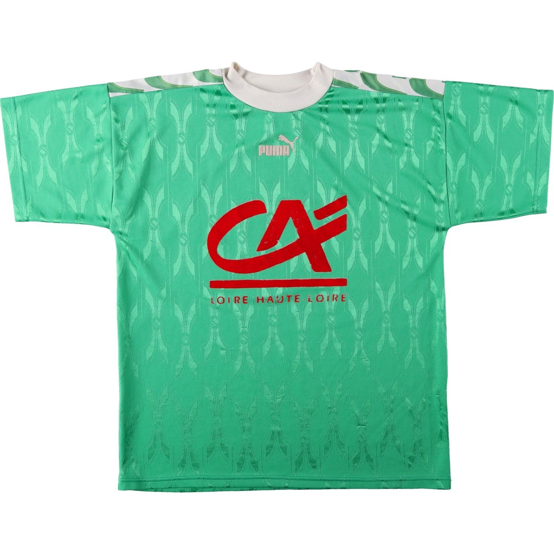 Puma all-over print soccer uniform game shirt, men's size XL equivalent, vintage. unclear green type Vintage Second Hand