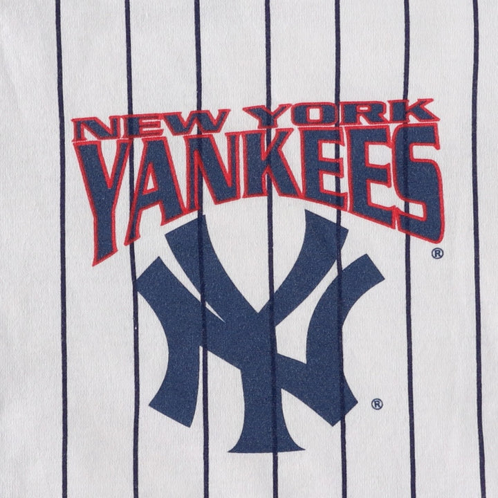 90'S Majestic New York Yankees Stripe Pattern Game Shirt Baseball Shirt Made in USA Men's Size L (approx.) cotton white type Vintage Second Hand