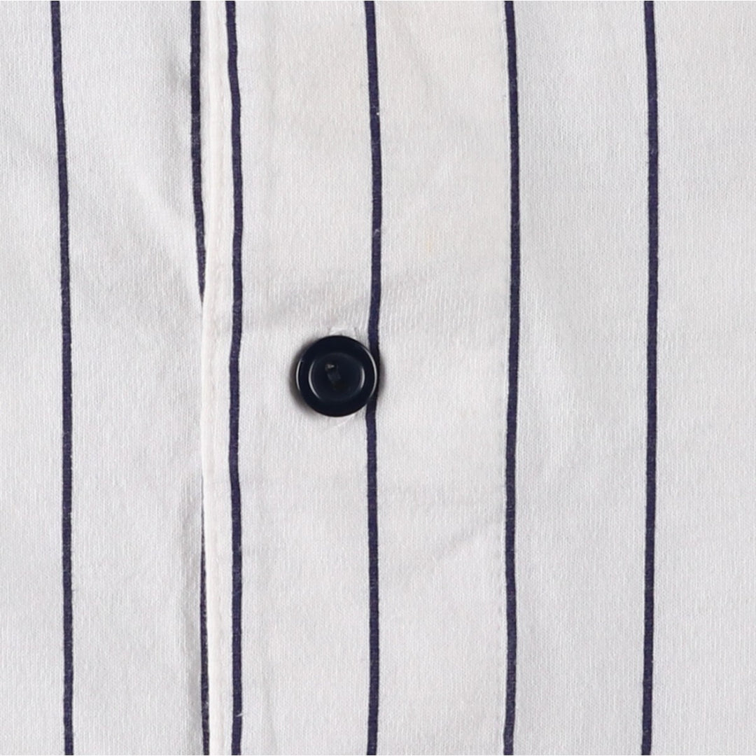90'S Majestic New York Yankees Stripe Pattern Game Shirt Baseball Shirt Made in USA Men's Size L (approx.) cotton white type Vintage Second Hand