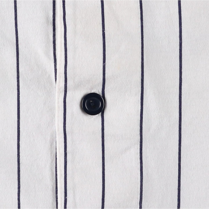 90'S Majestic New York Yankees Stripe Pattern Game Shirt Baseball Shirt Made in USA Men's Size L (approx.) cotton white type Vintage Second Hand