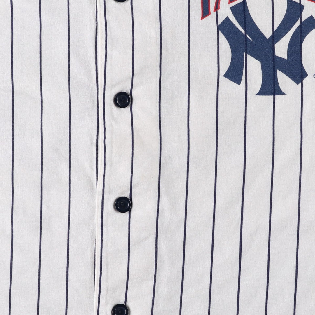 90'S Majestic New York Yankees Stripe Pattern Game Shirt Baseball Shirt Made in USA Men's Size L (approx.) cotton white type Vintage Second Hand