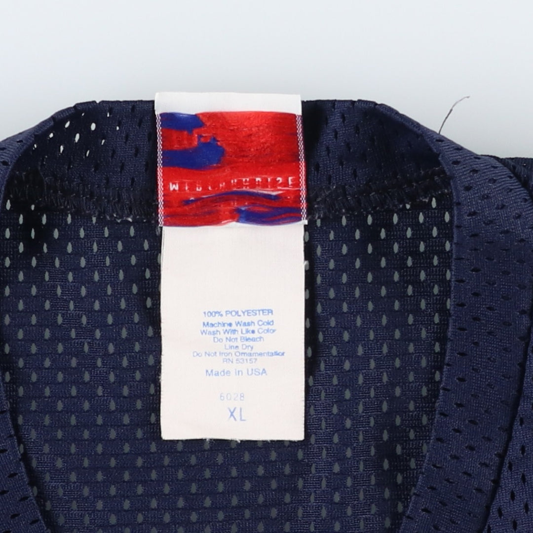 90'S Majestic Cleveland Indians Game Shirt, V-neck, Mesh, Baseball Shirt, Made in USA, Men's XL (approx.) polyester navy blue type Vintage Second Hand