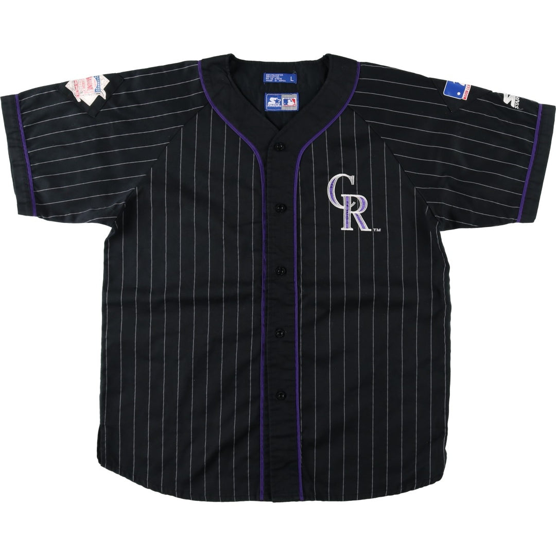 90'S Starter Colorado Rockies Stripe Pattern Game Shirt Baseball Shirt Men's Size L (Equivalent) Vintage polyester black type Vintage Second Hand