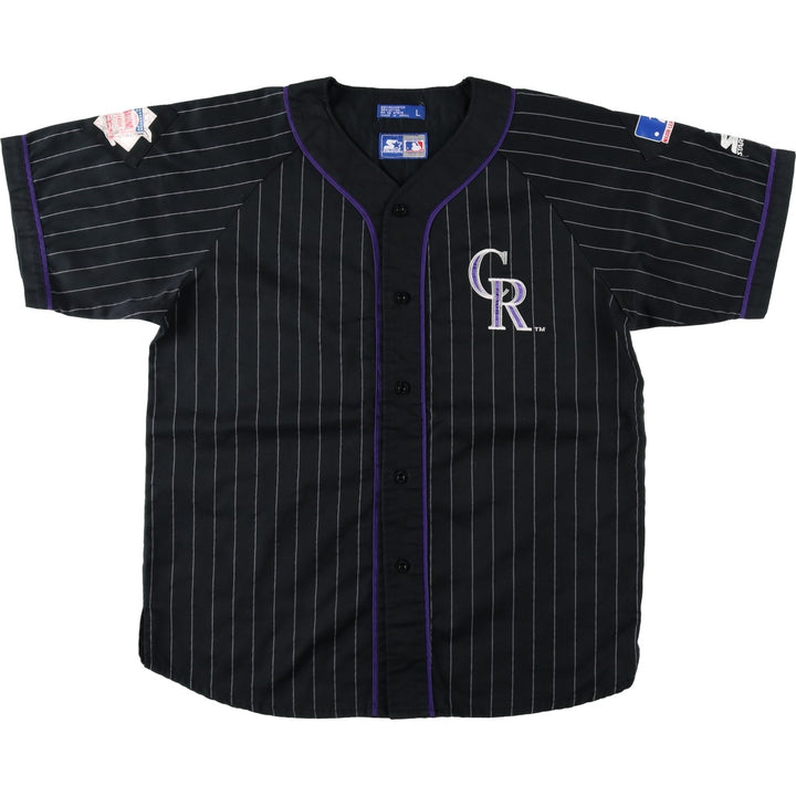 90'S Starter Colorado Rockies Stripe Pattern Game Shirt Baseball Shirt Men's Size L (Equivalent) Vintage polyester black type Vintage Second Hand