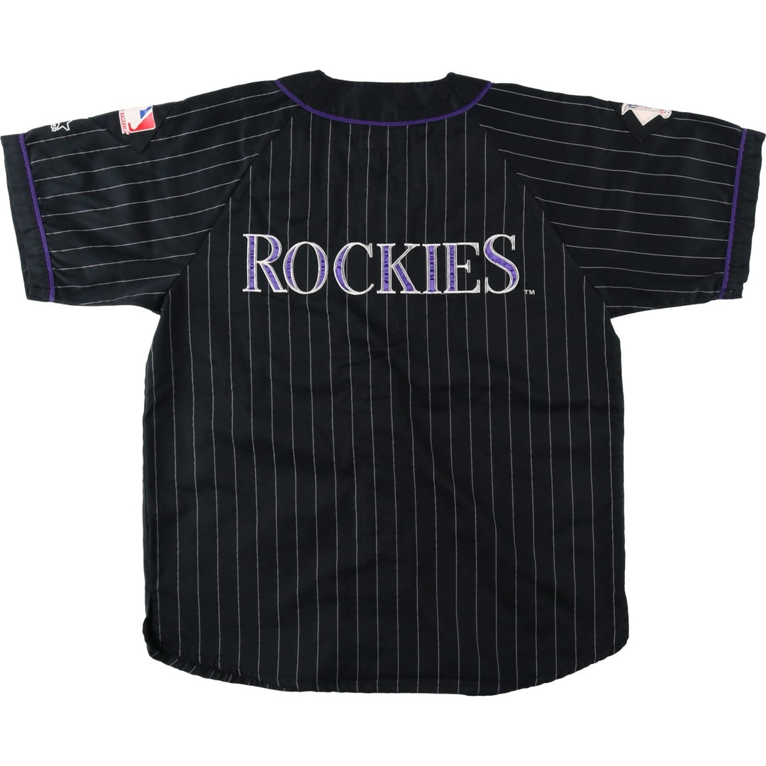90'S Starter Colorado Rockies Stripe Pattern Game Shirt Baseball Shirt Men's Size L (Equivalent) Vintage polyester black type Vintage Second Hand