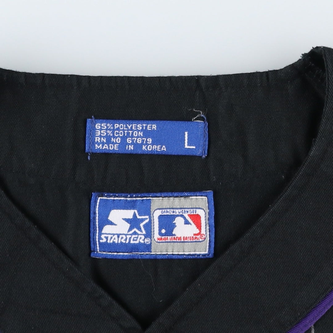 90'S Starter Colorado Rockies Stripe Pattern Game Shirt Baseball Shirt Men's Size L (Equivalent) Vintage polyester black type Vintage Second Hand