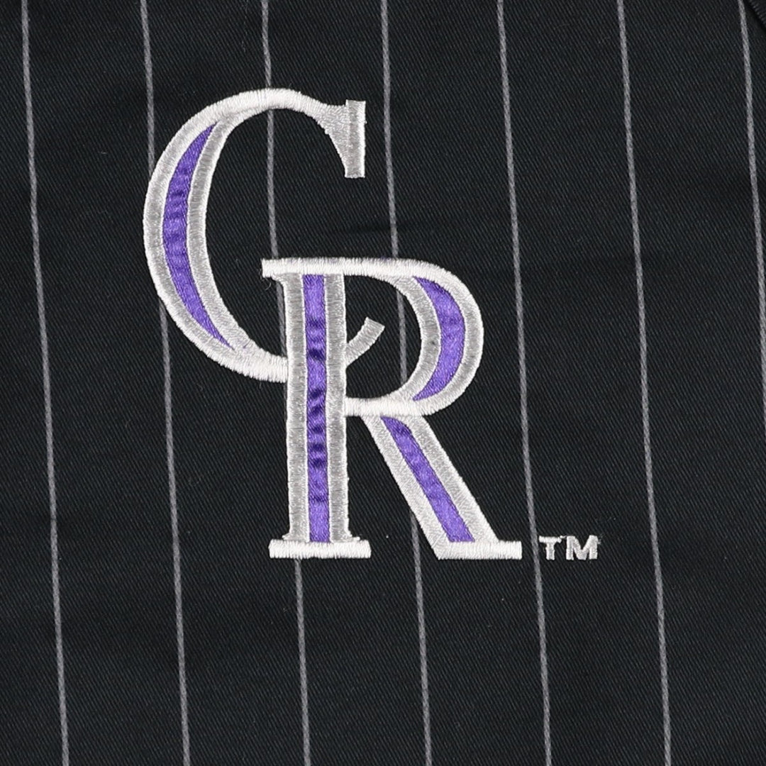 90'S Starter Colorado Rockies Stripe Pattern Game Shirt Baseball Shirt Men's Size L (Equivalent) Vintage polyester black type Vintage Second Hand