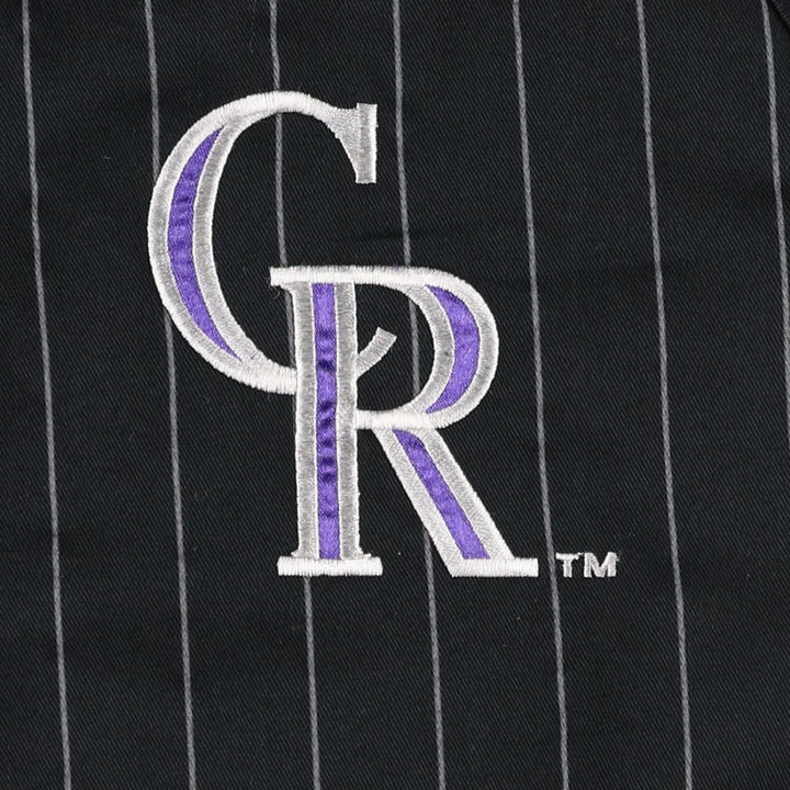 90'S Starter Colorado Rockies Stripe Pattern Game Shirt Baseball Shirt Men's Size L (Equivalent) Vintage polyester black type Vintage Second Hand