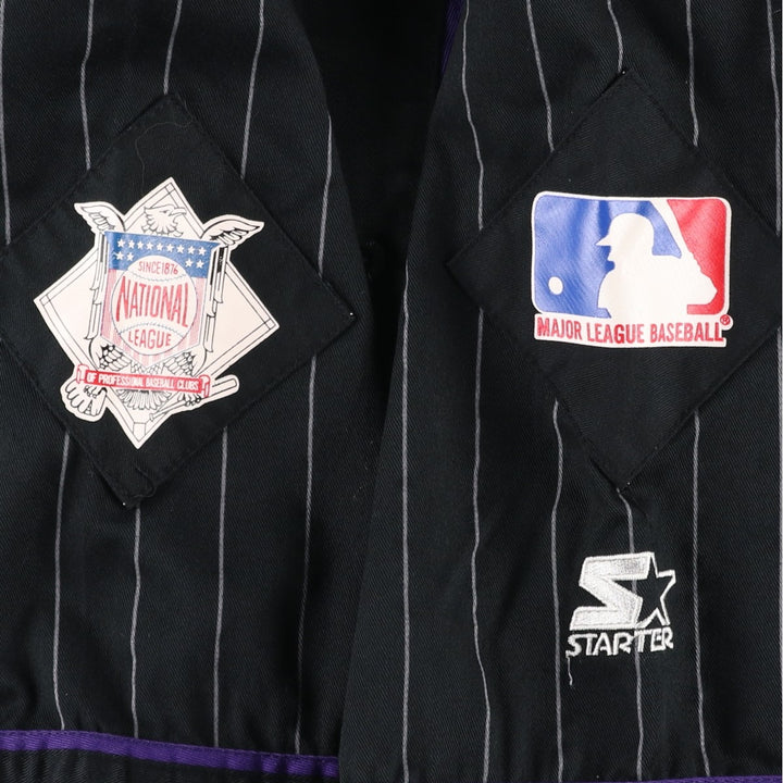 90'S Starter Colorado Rockies Stripe Pattern Game Shirt Baseball Shirt Men's Size L (Equivalent) Vintage polyester black type Vintage Second Hand
