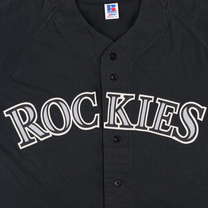 ~90'S Russell Nublend MLB Colorado Rockies Game Shirt Baseball Shirt Made in USA Men's Size L (Equivalent) Vintage cotton black type Vintage Second Hand