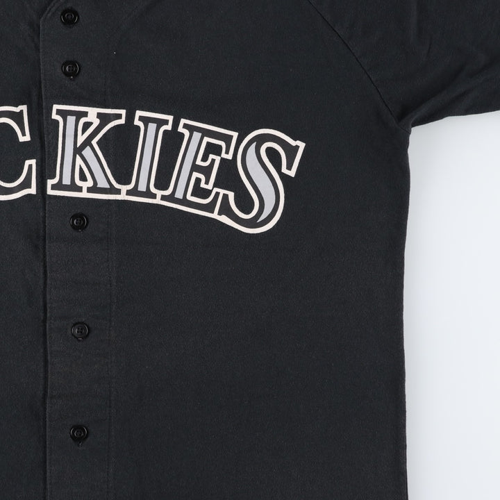 ~90'S Russell Nublend MLB Colorado Rockies Game Shirt Baseball Shirt Made in USA Men's Size L (Equivalent) Vintage cotton black type Vintage Second Hand