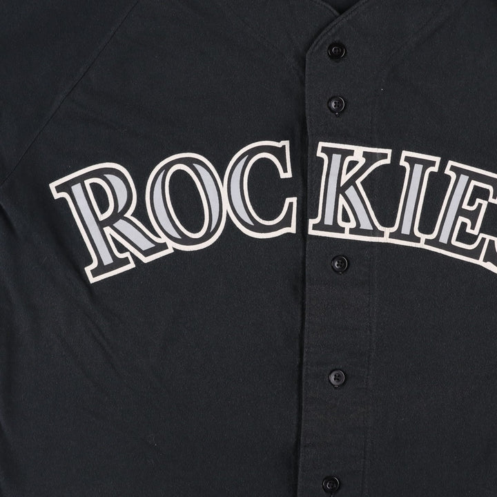 ~90'S Russell Nublend MLB Colorado Rockies Game Shirt Baseball Shirt Made in USA Men's Size L (Equivalent) Vintage cotton black type Vintage Second Hand