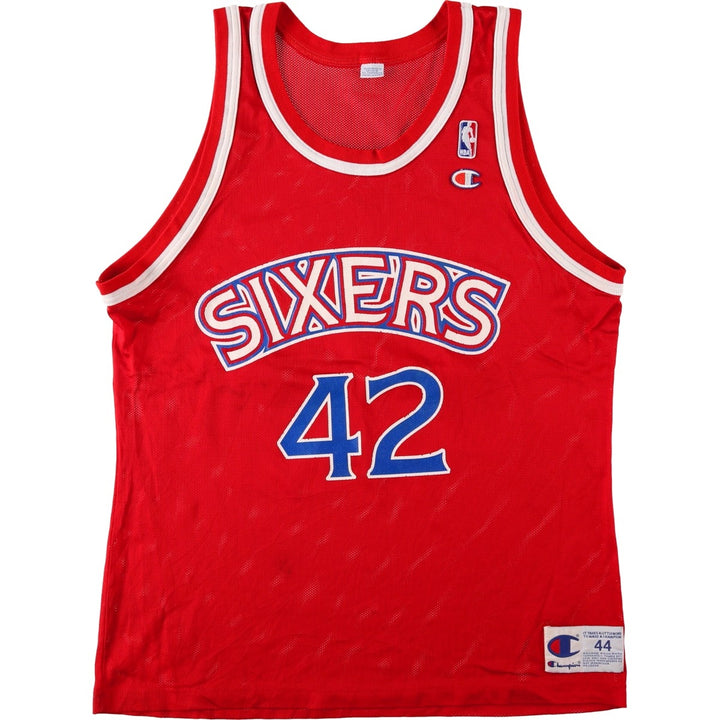 90'S Champion Philadelphia 76ers Mesh Game Shirt Replica Uniform, Men's Size L (Equivalent), Vintage Nylon red type Vintage Second Hand
