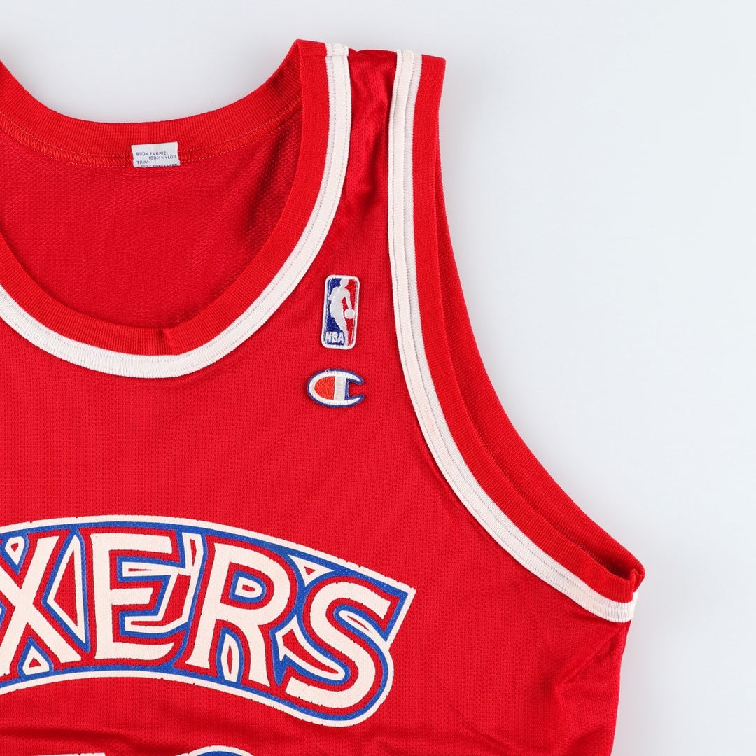 90'S Champion Philadelphia 76ers Mesh Game Shirt Replica Uniform, Men's Size L (Equivalent), Vintage Nylon red type Vintage Second Hand
