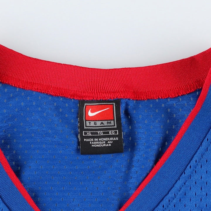 ~2000'S Nike TEAM V-neck Mesh Detroit Pistons Game Shirt Replica Uniform (Men's XL equivalent) polyester blue type Vintage Second Hand