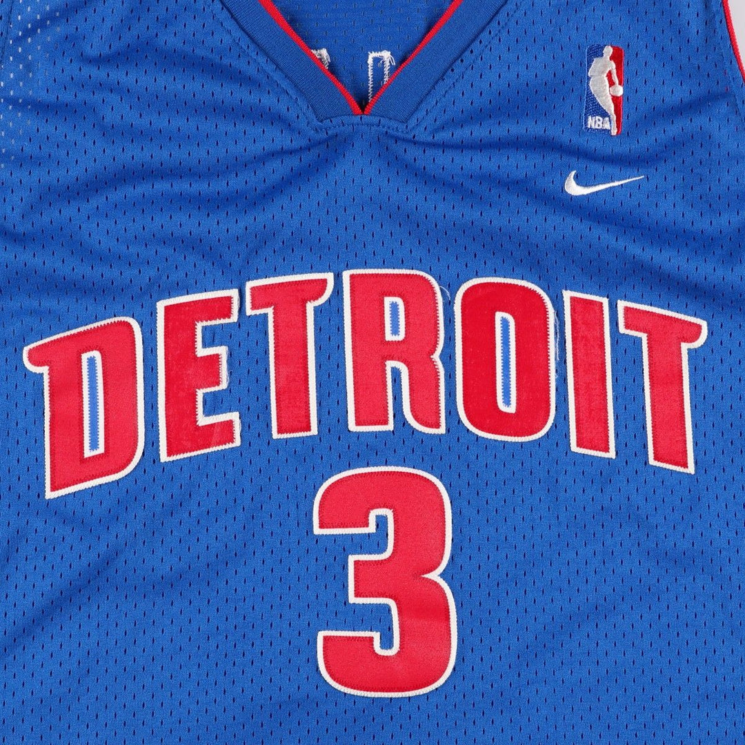 ~2000'S Nike TEAM V-neck Mesh Detroit Pistons Game Shirt Replica Uniform (Men's XL equivalent) polyester blue type Vintage Second Hand