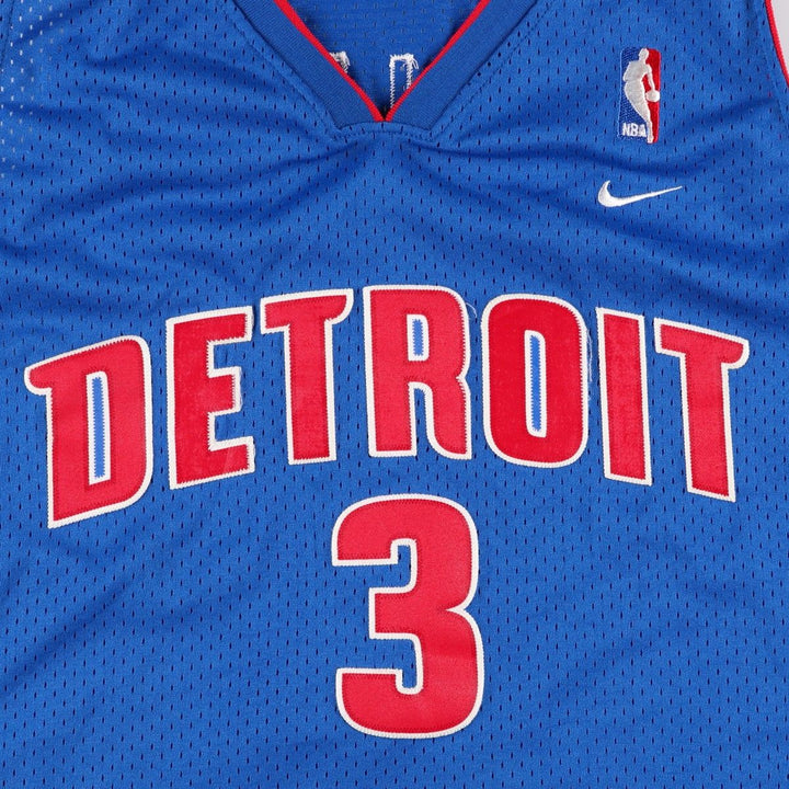 ~2000'S Nike TEAM V-neck Mesh Detroit Pistons Game Shirt Replica Uniform (Men's XL equivalent) polyester blue type Vintage Second Hand