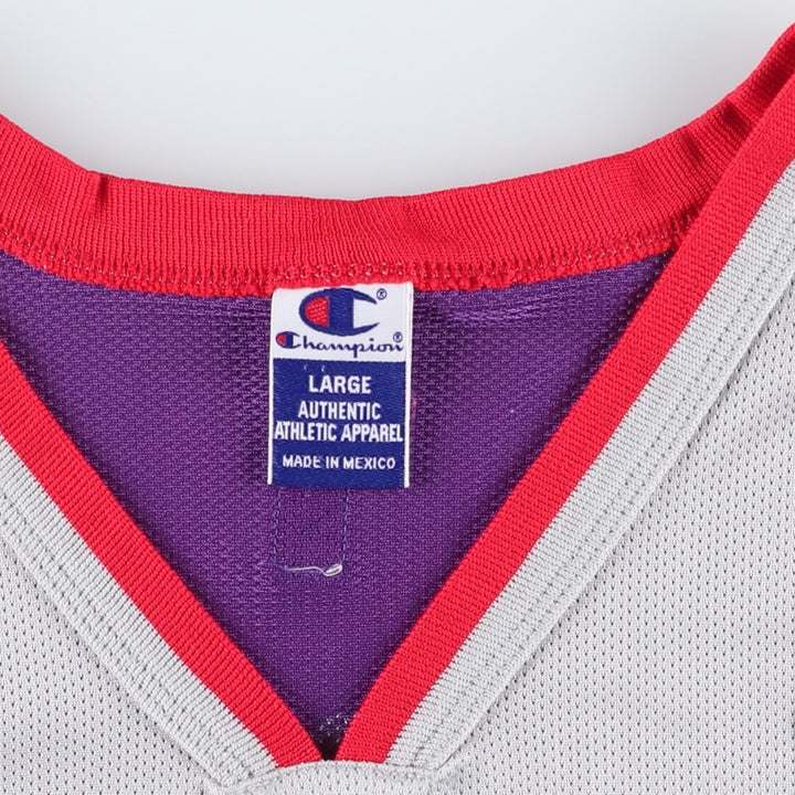 90'S Champion Toronto Raptors V-neck Mesh Game Shirt Replica Uniform (Men's Size L) Nylon gray type Vintage Second Hand
