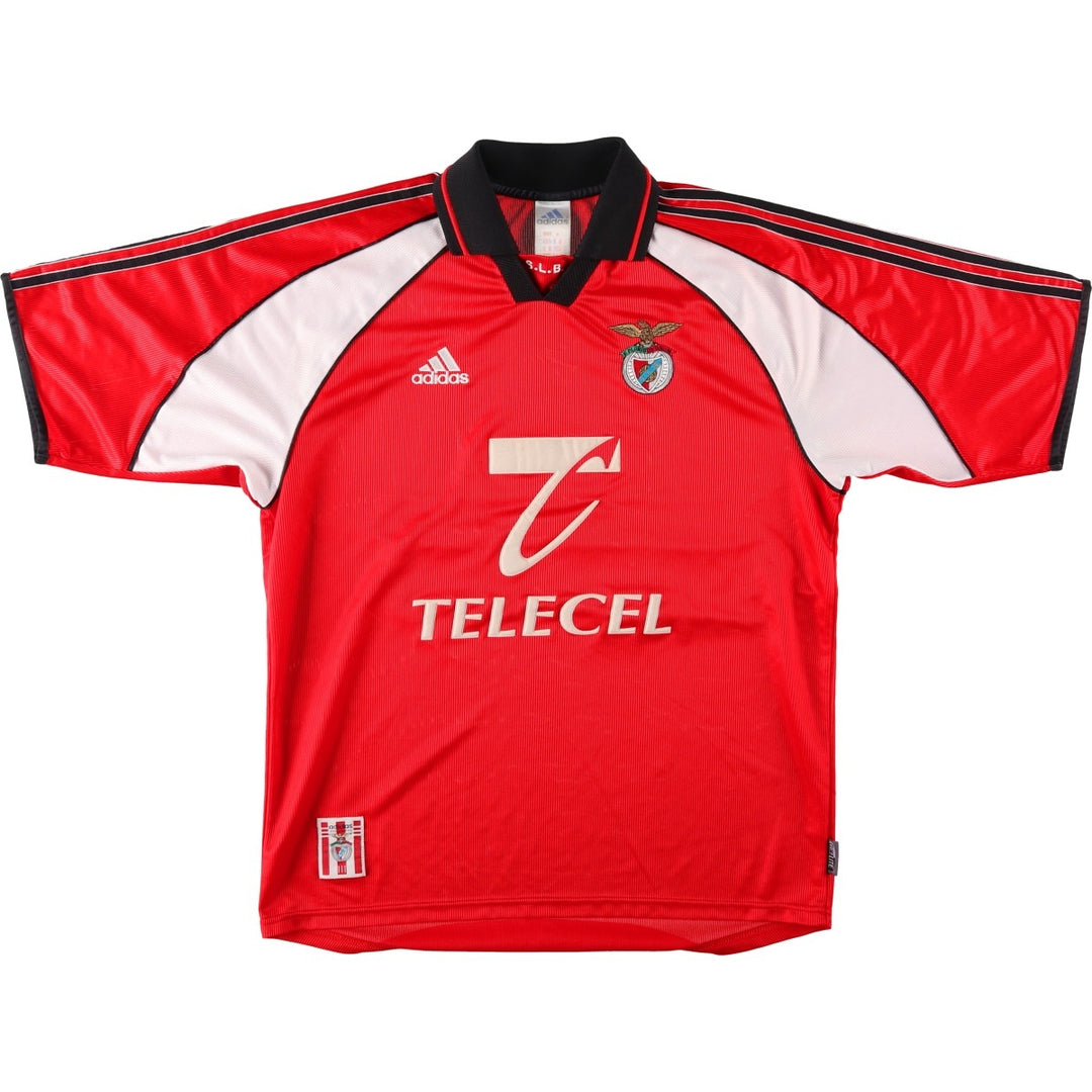 90'S Adidas Primeira Liga SL Benfica V-neck collared soccer jersey game shirt, men's size M (approx.) polyester red type Vintage Second Hand