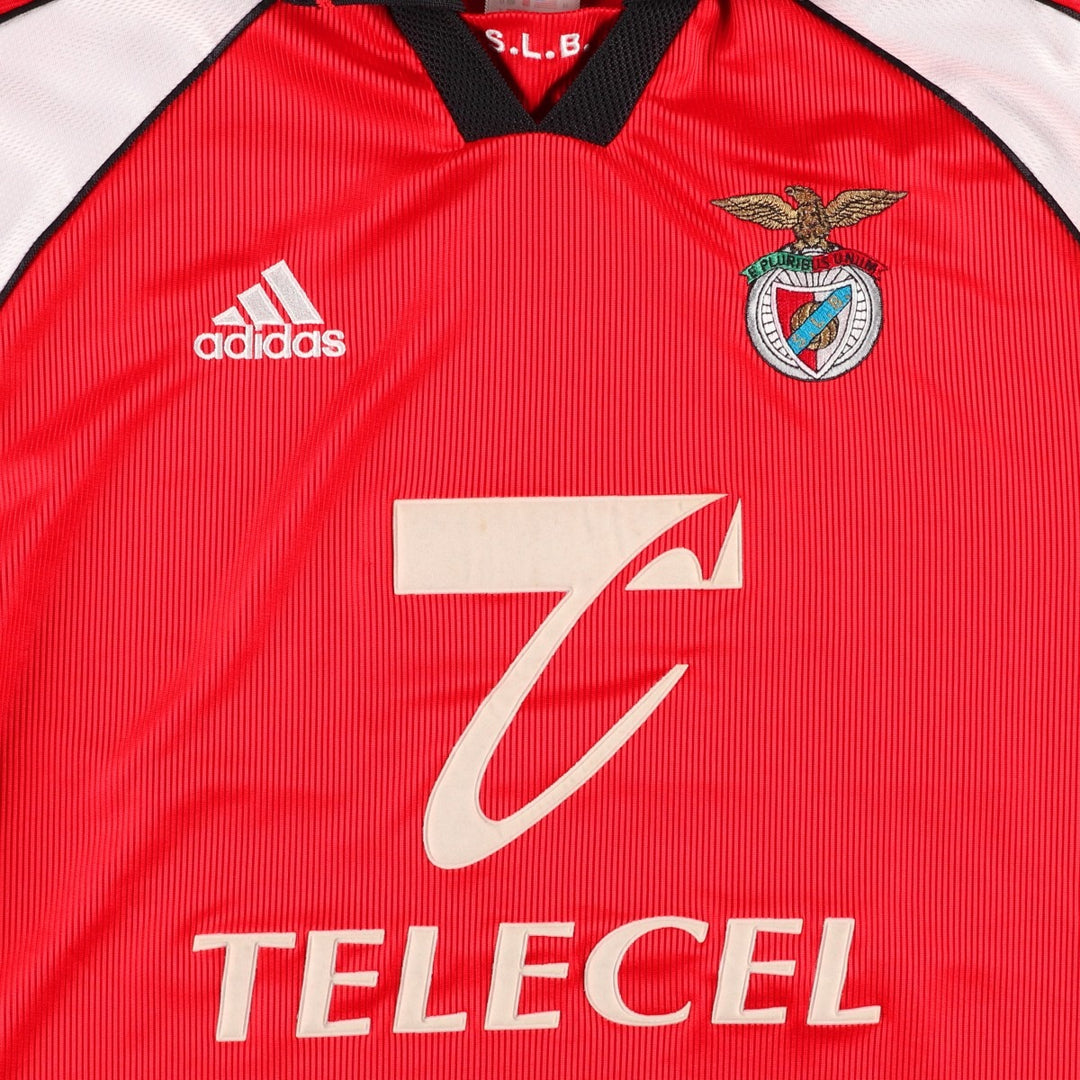 90'S Adidas Primeira Liga SL Benfica V-neck collared soccer jersey game shirt, men's size M (approx.) polyester red type Vintage Second Hand