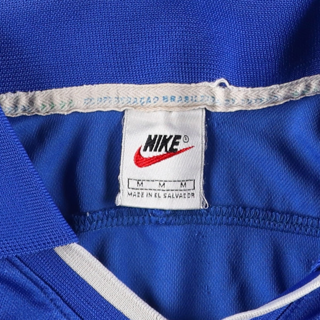 1990'S Nike Brazil National Team V-neck Collared Soccer Jersey Game Shirt Men's Size M (approx.) Vintage polyester blue type Vintage Second Hand