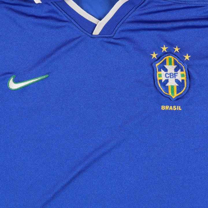 1990'S Nike Brazil National Team V-neck Collared Soccer Jersey Game Shirt Men's Size M (approx.) Vintage polyester blue type Vintage Second Hand