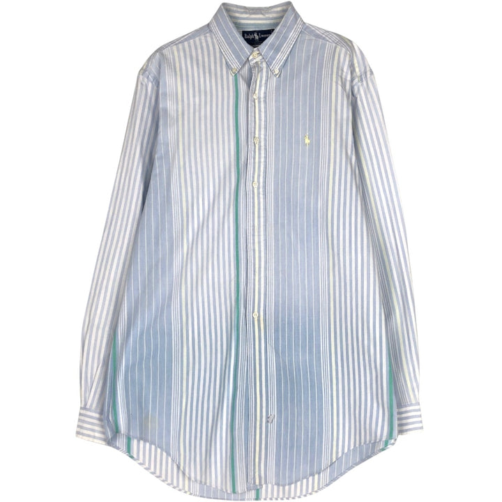 Ralph Lauren Multi-Stripe Long Sleeve Button-Down Striped Shirt, Men's Size L cotton Blue type light blue Vintage Second Hand