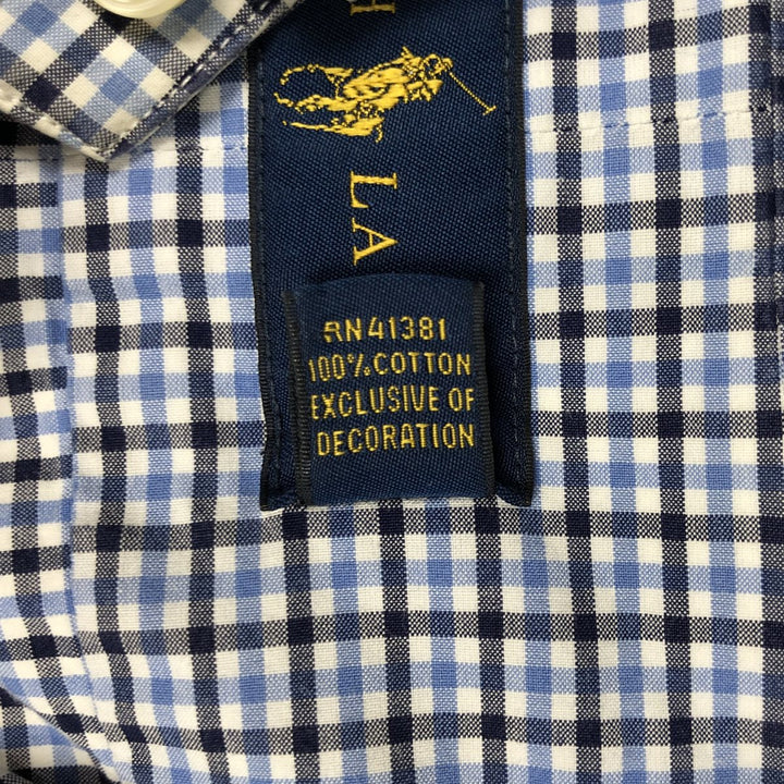 Ralph Lauren long sleeve button down check shirt, men's size L cotton blue type Vintage Second Hand