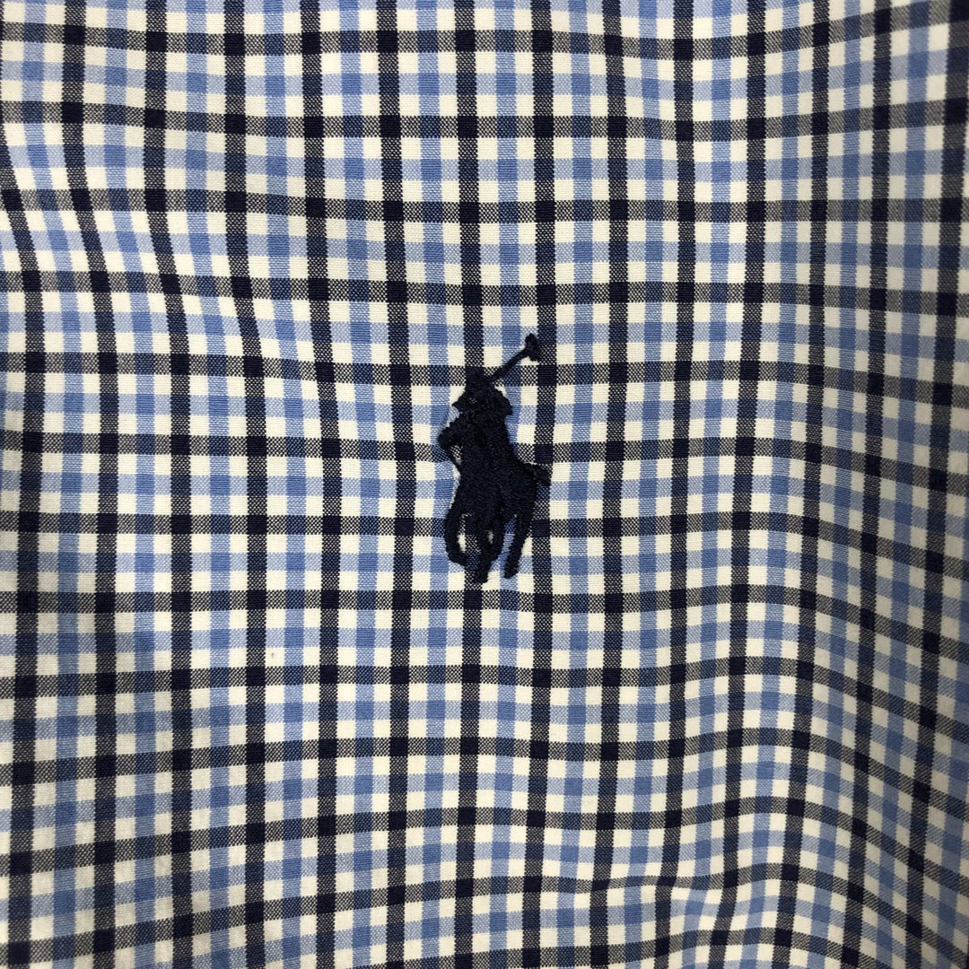 Ralph Lauren long sleeve button down check shirt, men's size L cotton blue type Vintage Second Hand