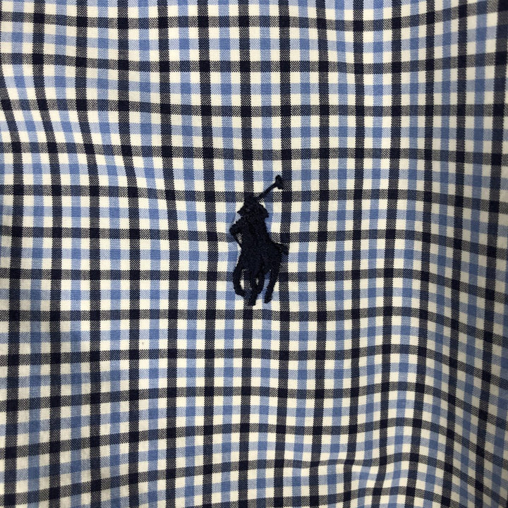 Ralph Lauren long sleeve button down check shirt, men's size L cotton blue type Vintage Second Hand