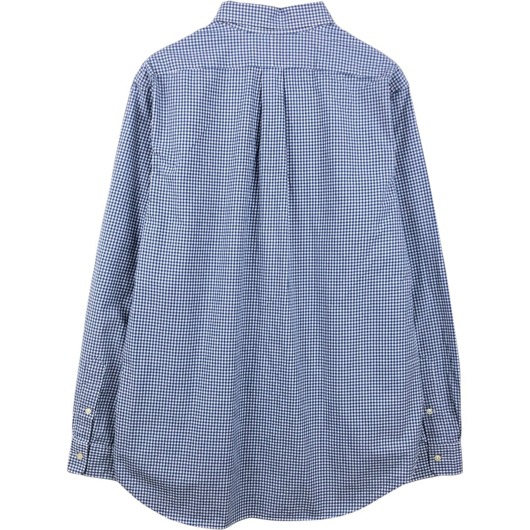 Ralph Lauren Gingham Check Long Sleeve Button-Down Check Shirt Men's XL cotton blue type Vintage Second Hand