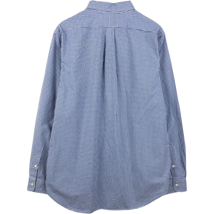 Ralph Lauren Gingham Check Long Sleeve Button-Down Check Shirt Men's XL cotton blue type Vintage Second Hand