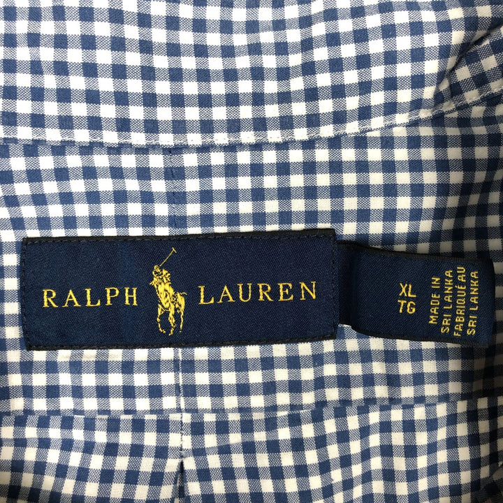 Ralph Lauren Gingham Check Long Sleeve Button-Down Check Shirt Men's XL cotton blue type Vintage Second Hand