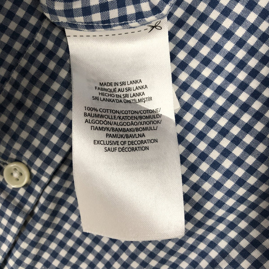 Ralph Lauren Gingham Check Long Sleeve Button-Down Check Shirt Men's XL cotton blue type Vintage Second Hand