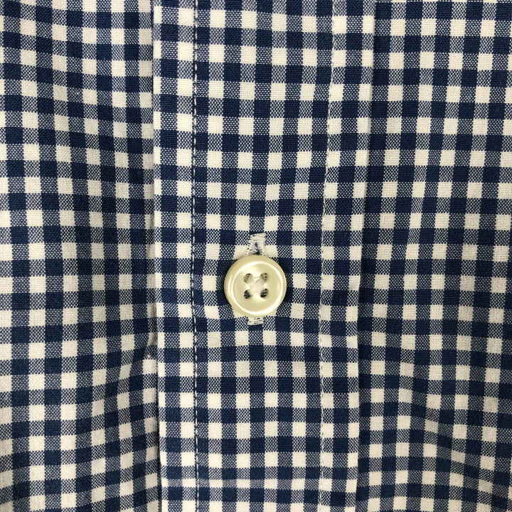 Ralph Lauren Gingham Check Long Sleeve Button-Down Check Shirt Men's XL cotton blue type Vintage Second Hand