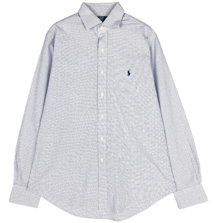 Ralph Lauren REGENT CUSTOM FIT Long-Sleeve Cotton Check Shirt, Men's Size L (approx.) cotton white type Vintage Second Hand