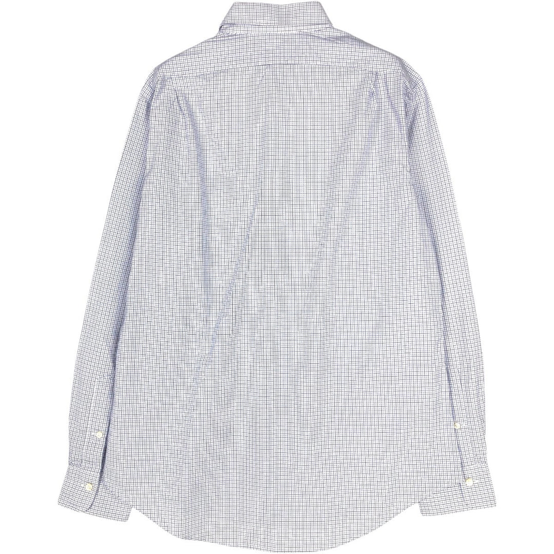 Ralph Lauren REGENT CUSTOM FIT Long-Sleeve Cotton Check Shirt, Men's Size L (approx.) cotton white type Vintage Second Hand