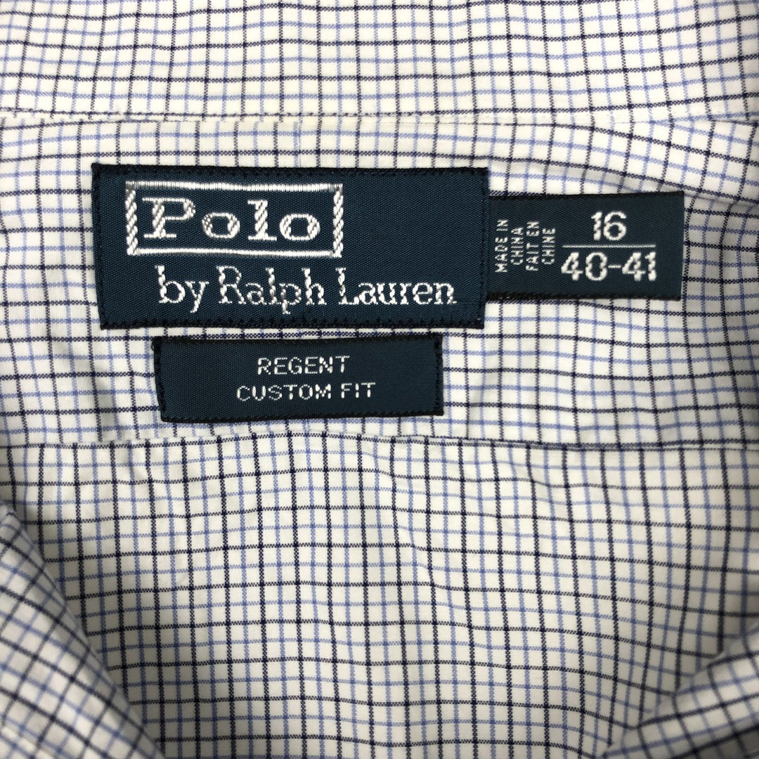 Ralph Lauren REGENT CUSTOM FIT Long-Sleeve Cotton Check Shirt, Men's Size L (approx.) cotton white type Vintage Second Hand