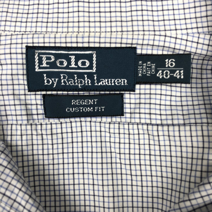 Ralph Lauren REGENT CUSTOM FIT Long-Sleeve Cotton Check Shirt, Men's Size L (approx.) cotton white type Vintage Second Hand