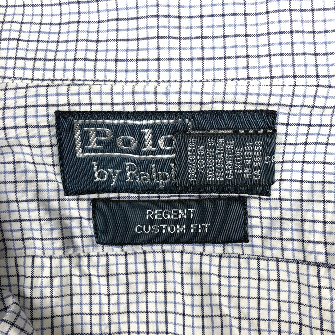 Ralph Lauren REGENT CUSTOM FIT Long-Sleeve Cotton Check Shirt, Men's Size L (approx.) cotton white type Vintage Second Hand