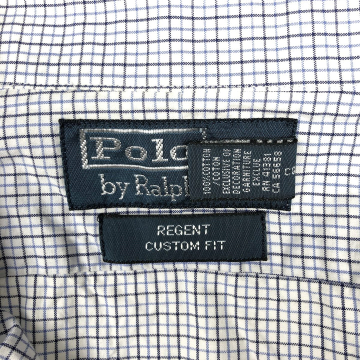Ralph Lauren REGENT CUSTOM FIT Long-Sleeve Cotton Check Shirt, Men's Size L (approx.) cotton white type Vintage Second Hand