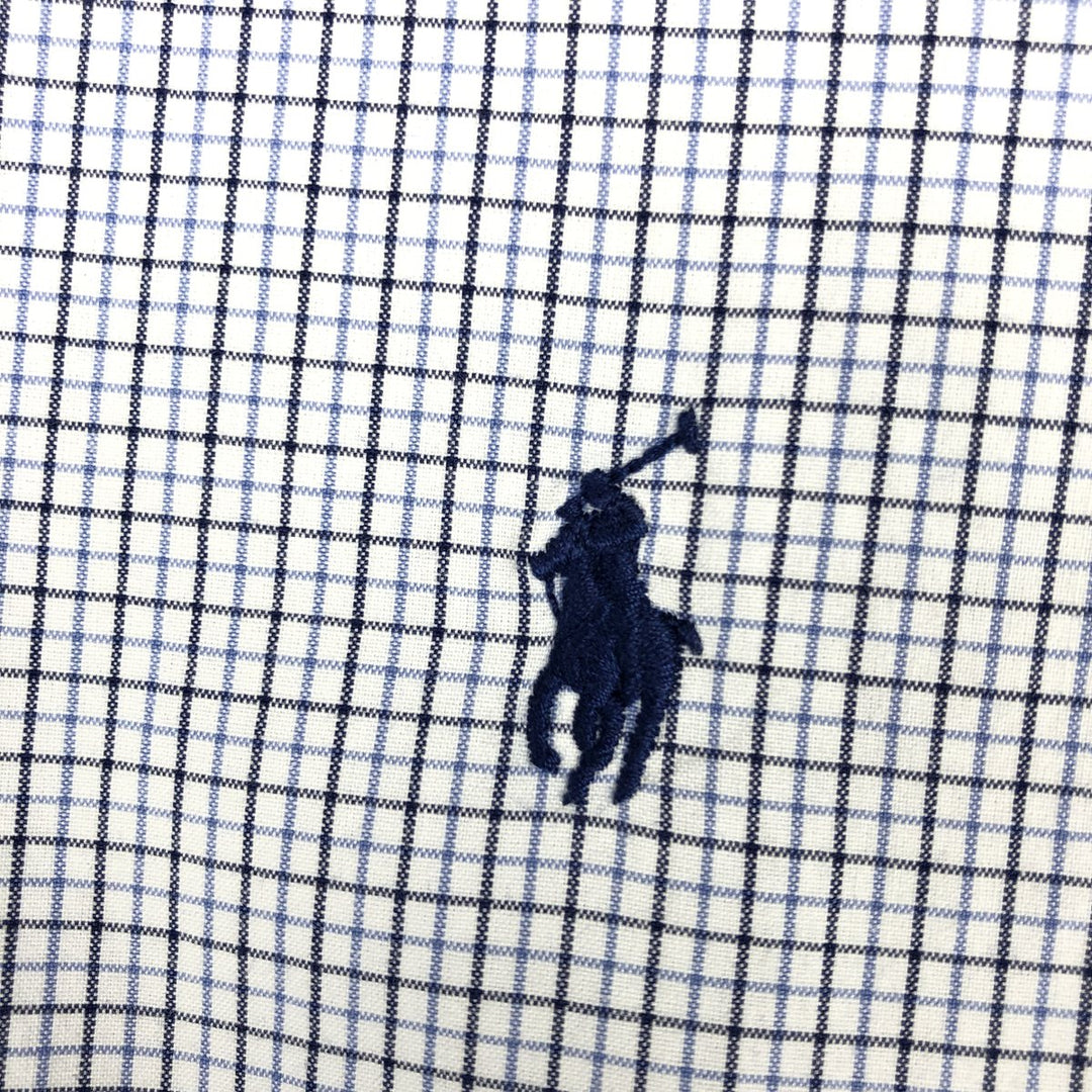 Ralph Lauren REGENT CUSTOM FIT Long-Sleeve Cotton Check Shirt, Men's Size L (approx.) cotton white type Vintage Second Hand
