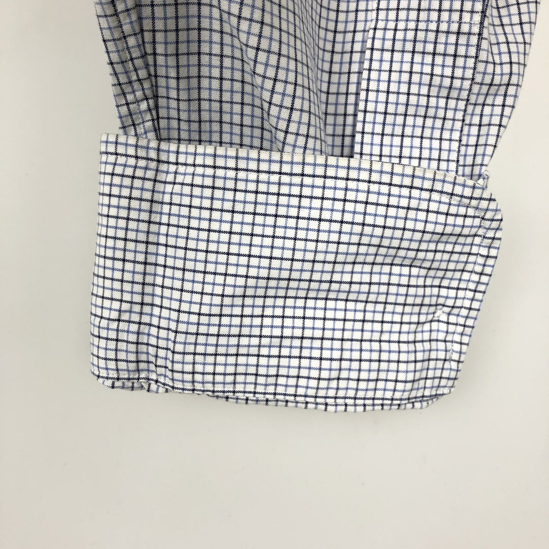Ralph Lauren REGENT CUSTOM FIT Long-Sleeve Cotton Check Shirt, Men's Size L (approx.) cotton white type Vintage Second Hand