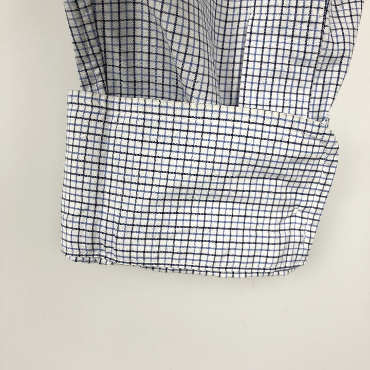 Ralph Lauren REGENT CUSTOM FIT Long-Sleeve Cotton Check Shirt, Men's Size L (approx.) cotton white type Vintage Second Hand