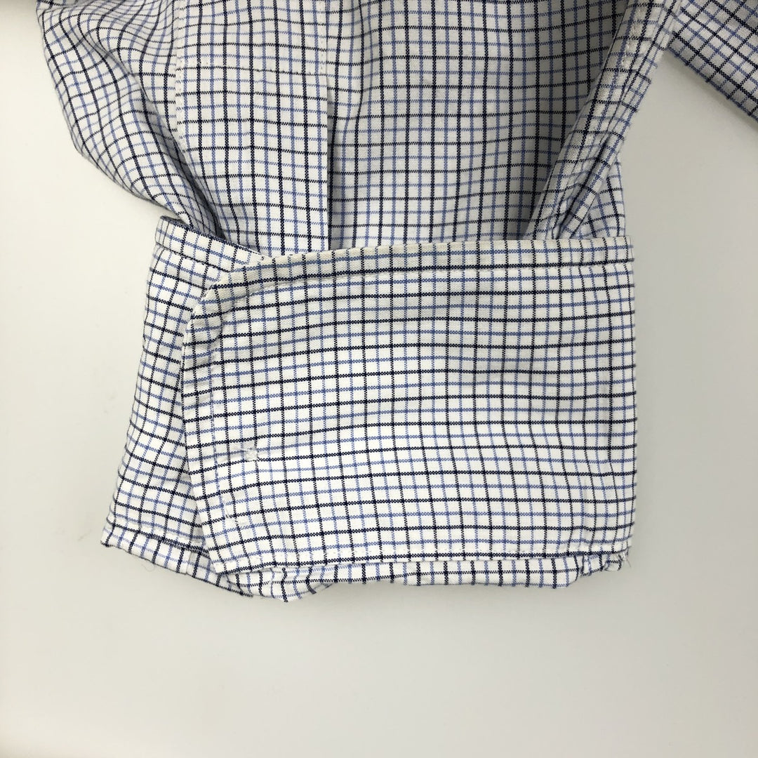Ralph Lauren REGENT CUSTOM FIT Long-Sleeve Cotton Check Shirt, Men's Size L (approx.) cotton white type Vintage Second Hand