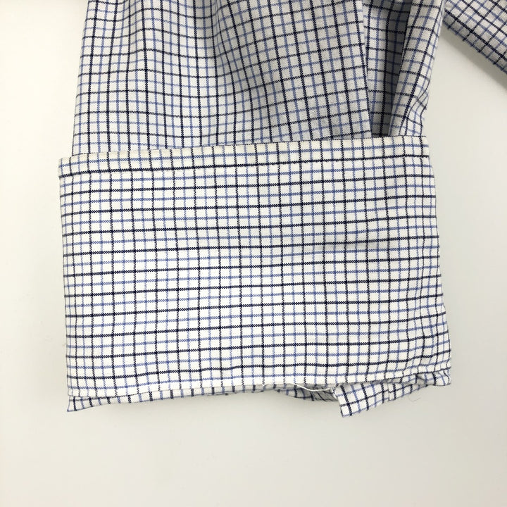 Ralph Lauren REGENT CUSTOM FIT Long-Sleeve Cotton Check Shirt, Men's Size L (approx.) cotton white type Vintage Second Hand